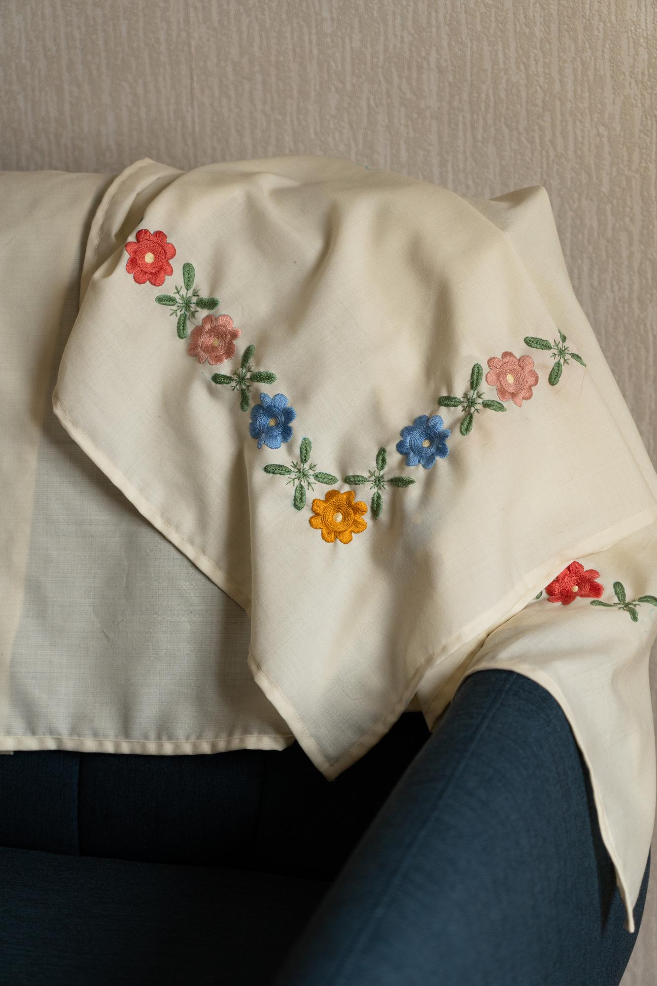 Editorial layout with embroidered textiles and mockups